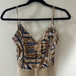 Sequined Beige Jumpsuit